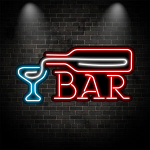 ŞARAP VE BARDAK BAR NEON TABELA